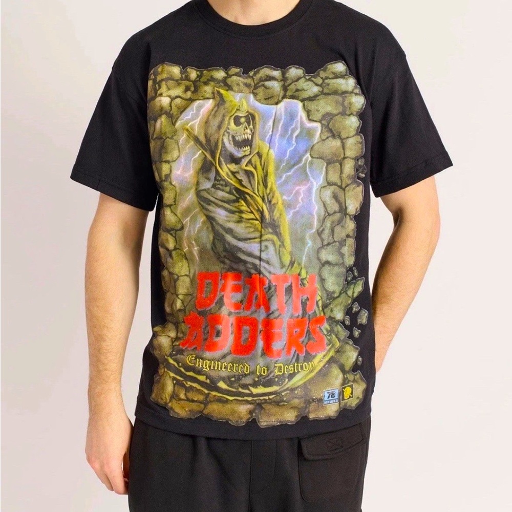 Mishka White T-Shirt Engineered to Destroy Death Grim Reaper Adders Men’s Size M